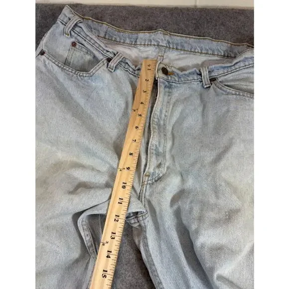 Vintage 60s 70s Levis Orange Tab Jeans Men 36x34 Blue Light Wash Tapered STAINED - Picture 9 of 10